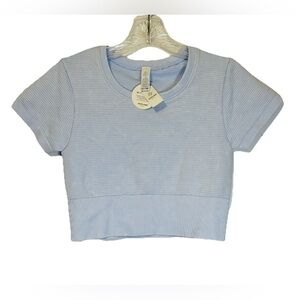 Offline By Aerie Crop Top Women’s Size Small P Lined Light Blue Stretch Seamless